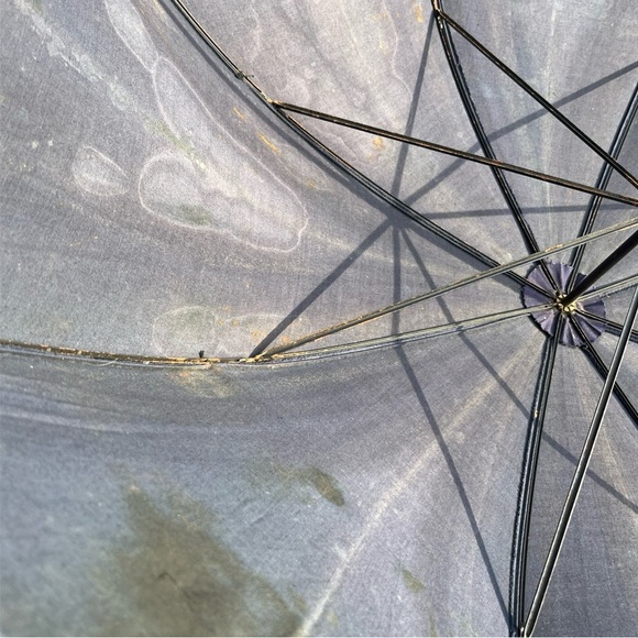 Vintage faded black Parasol with Wooden Handle - Picture 13 of 15